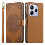 For Xiaomi Redmi Note 14 5G Case Embossed Totem Leather Flip Wallet Phone Cover with Wrist Strap