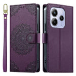 For Xiaomi Redmi Note 14 5G Case Embossed Totem Leather Flip Wallet Phone Cover with Wrist Strap
