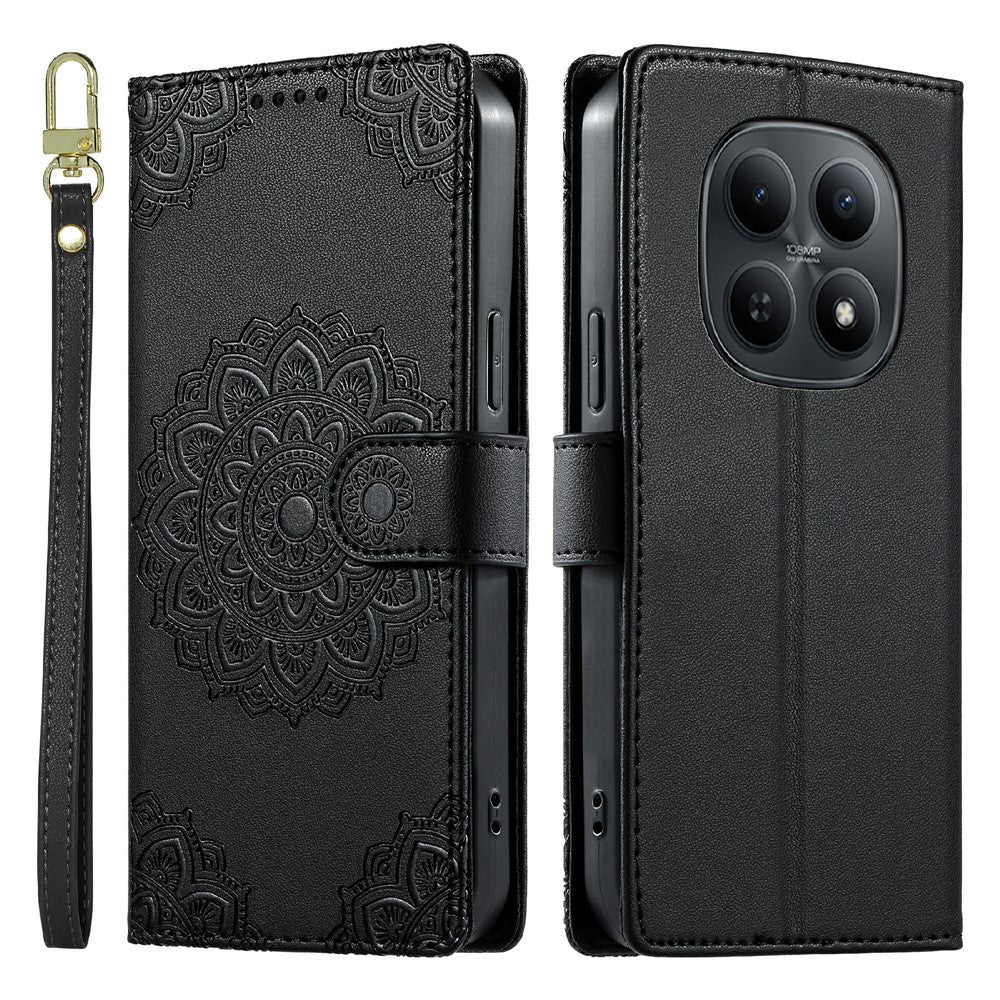 For Xiaomi Redmi Note 15 4G (Global)  /  15 5G (Global)  /  Poco M8 5G Case Embossed Totem Leather Flip Wallet Phone Cover with Wrist Strap