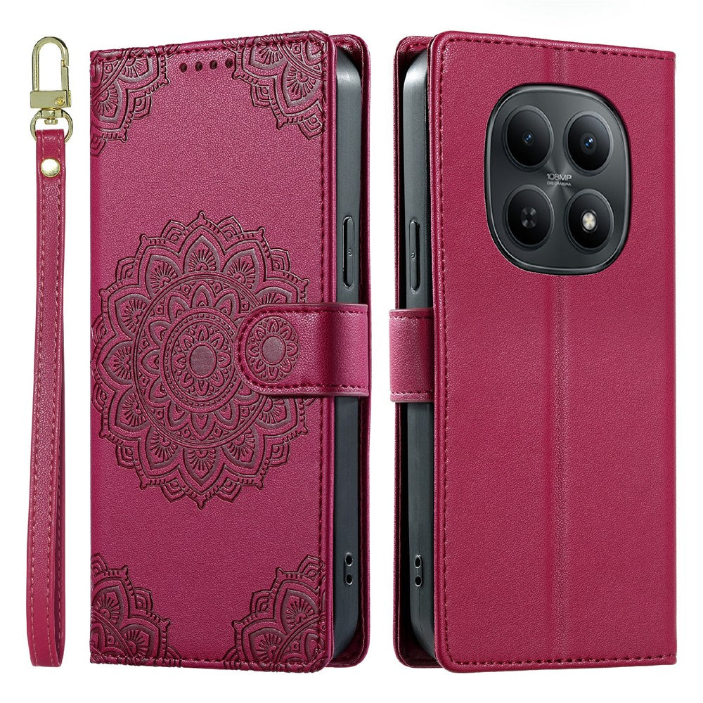 For Xiaomi Redmi Note 15 4G (Global)  /  15 5G (Global)  /  Poco M8 5G Case Embossed Totem Leather Flip Wallet Phone Cover with Wrist Strap