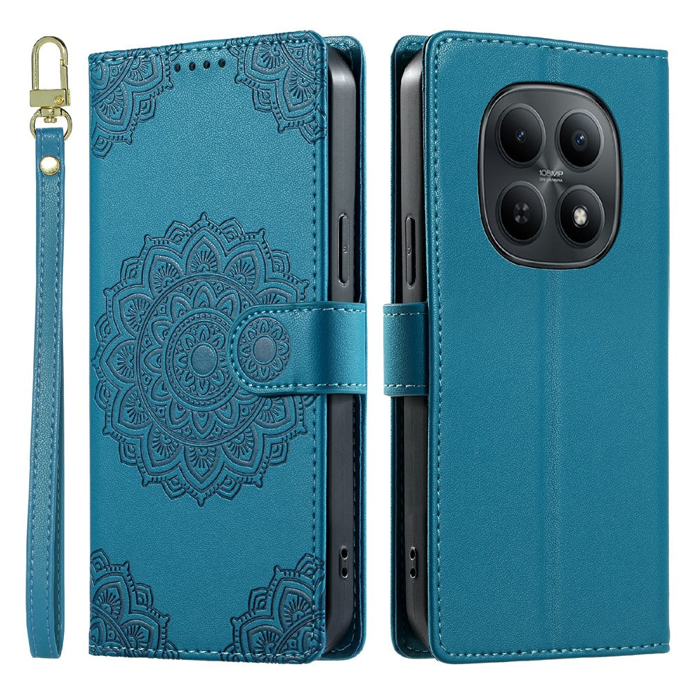 For Xiaomi Redmi Note 15 4G (Global)  /  15 5G (Global)  /  Poco M8 5G Case Embossed Totem Leather Flip Wallet Phone Cover with Wrist Strap