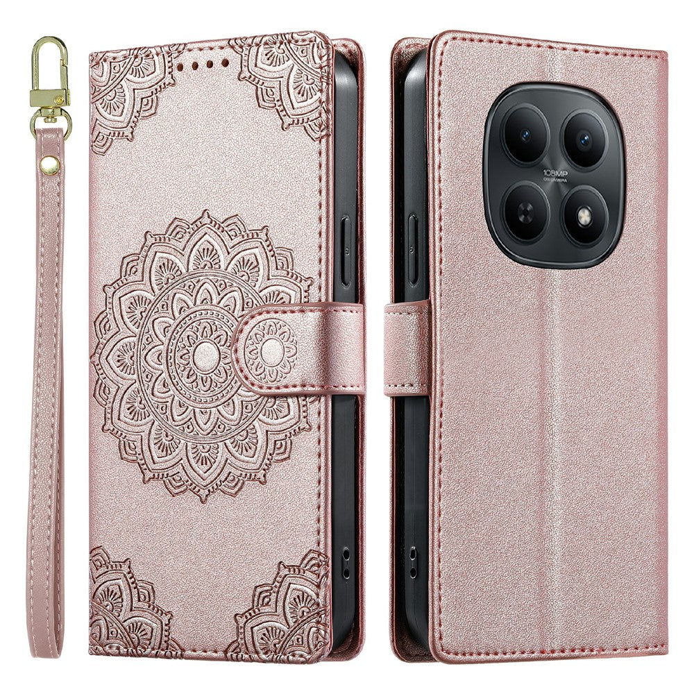 For Xiaomi Redmi Note 15 4G (Global)  /  15 5G (Global)  /  Poco M8 5G Case Embossed Totem Leather Flip Wallet Phone Cover with Wrist Strap