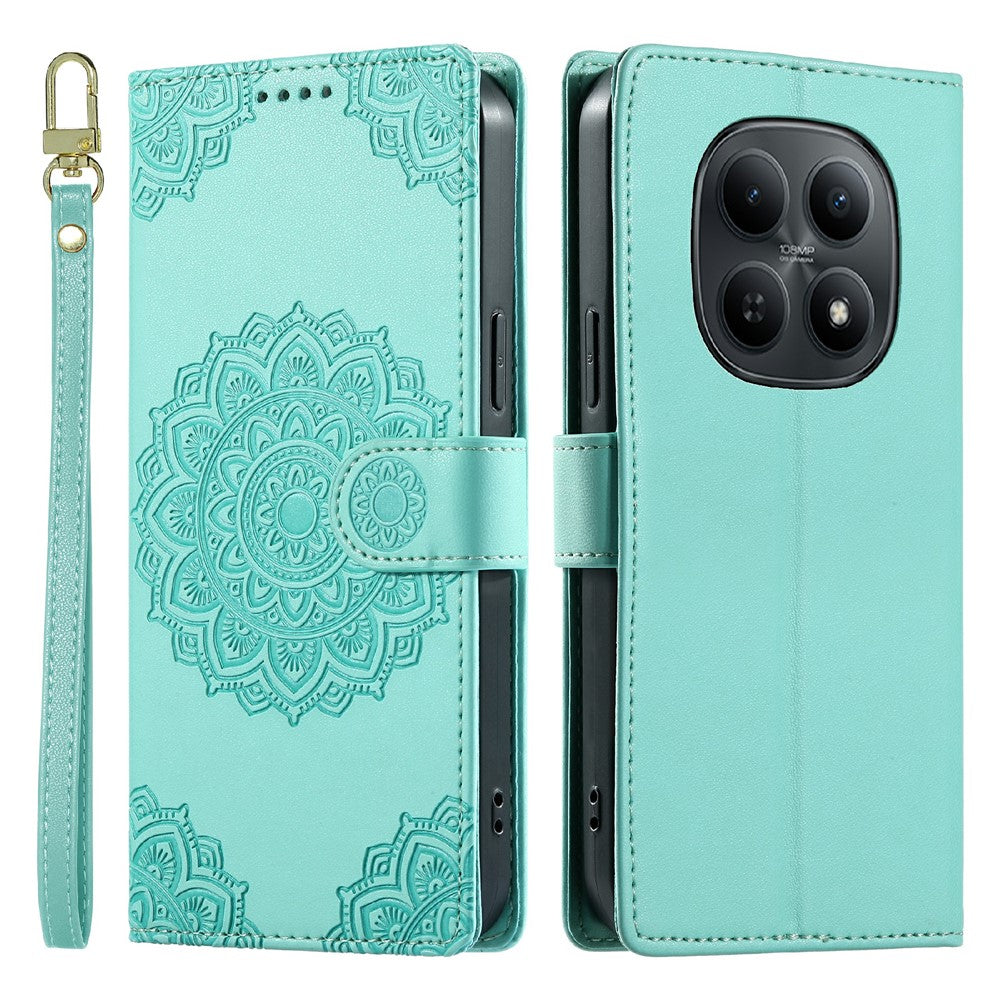For Xiaomi Redmi Note 15 4G (Global)  /  15 5G (Global)  /  Poco M8 5G Case Embossed Totem Leather Flip Wallet Phone Cover with Wrist Strap