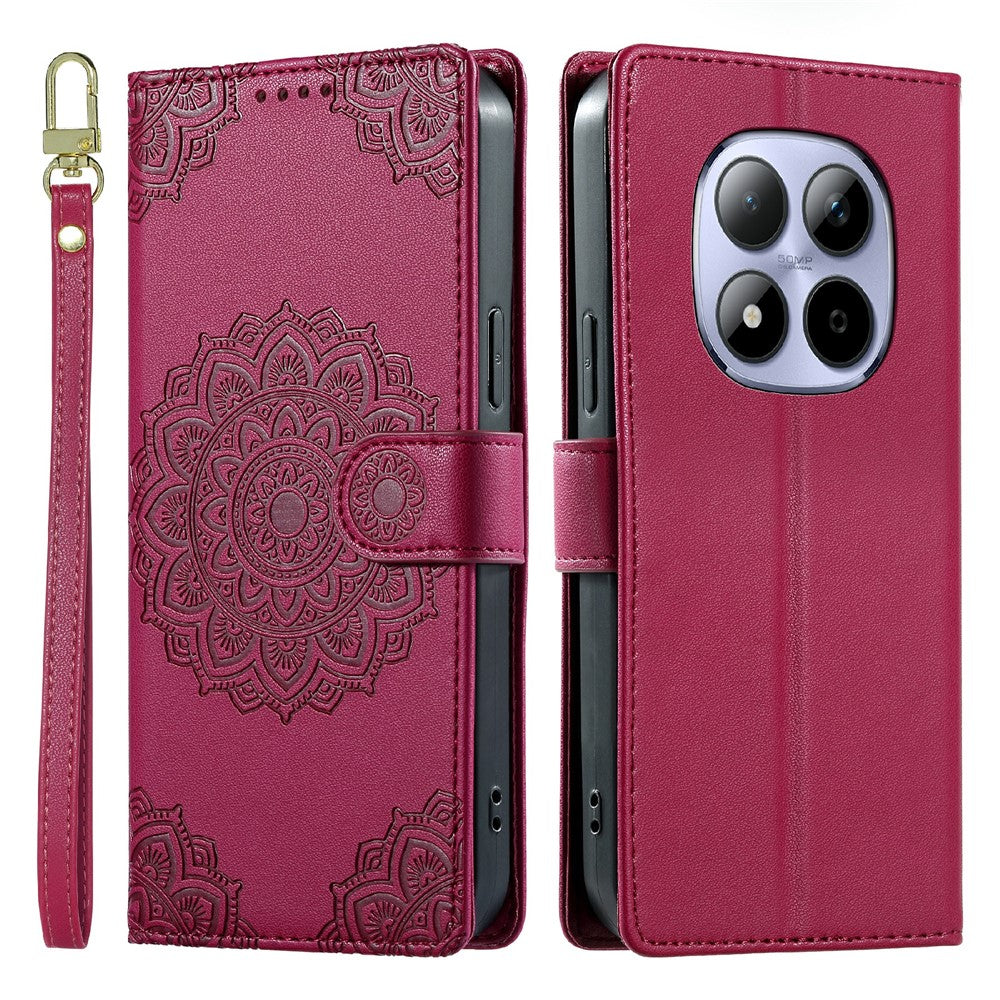 For Xiaomi Redmi Note 15 Pro 5G (Global) Case Embossed Totem Leather Flip Wallet Phone Cover with Wrist Strap