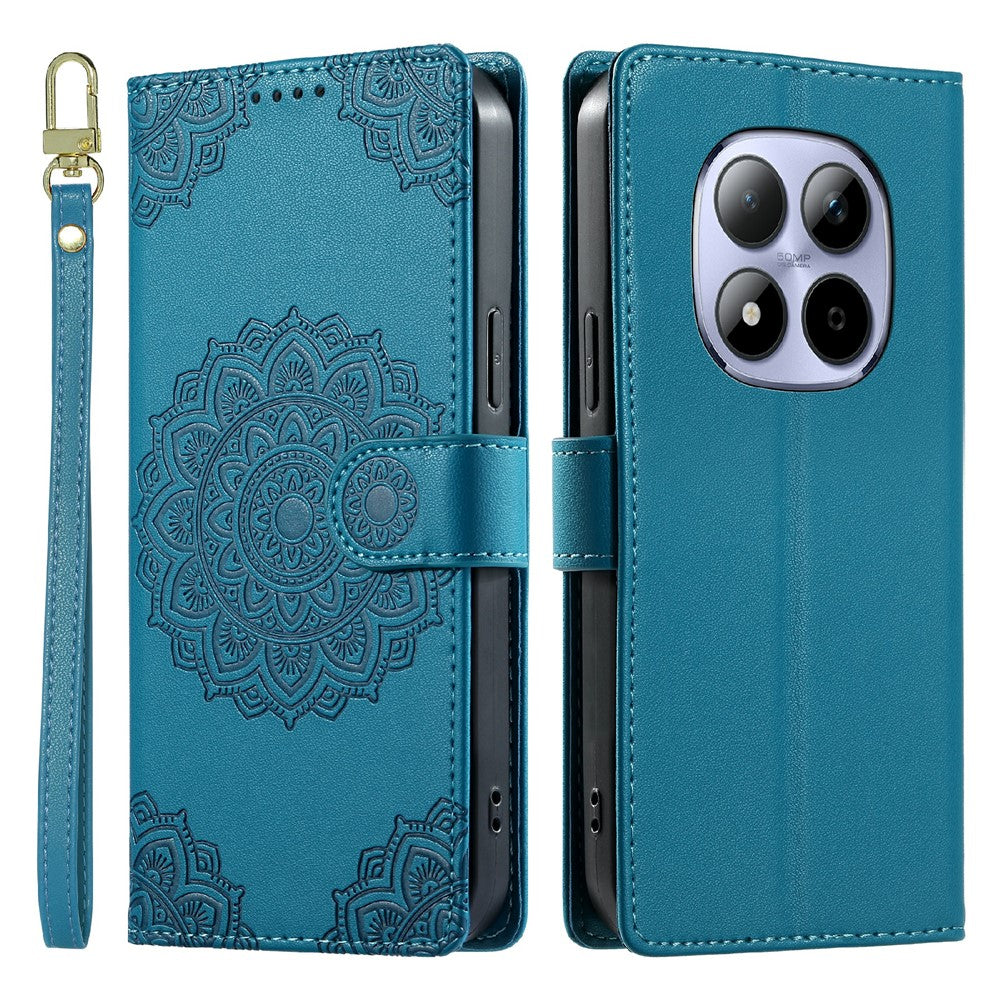 For Xiaomi Redmi Note 15 Pro 5G (Global) Case Embossed Totem Leather Flip Wallet Phone Cover with Wrist Strap