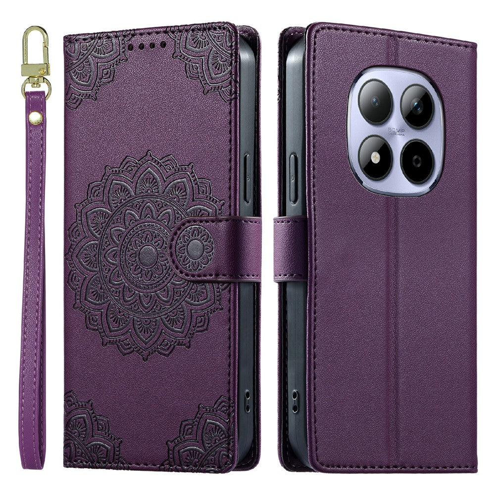 For Xiaomi Redmi Note 15 Pro 5G (Global) Case Embossed Totem Leather Flip Wallet Phone Cover with Wrist Strap