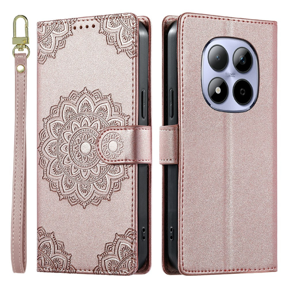 For Xiaomi Redmi Note 15 Pro 5G (Global) Case Embossed Totem Leather Flip Wallet Phone Cover with Wrist Strap