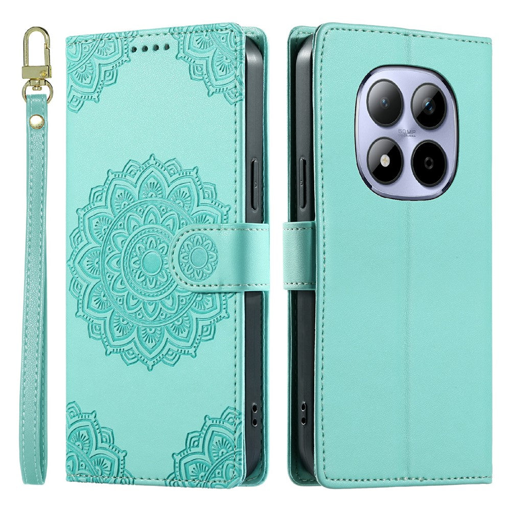 For Xiaomi Redmi Note 15 Pro 5G (Global) Case Embossed Totem Leather Flip Wallet Phone Cover with Wrist Strap