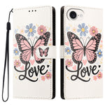 For iPhone 16e / iPhone 17e Case Pattern Printed PU Leather Flip Wallet Phone Cover with Wrist Strap