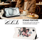 For iPhone 16e / iPhone 17e Case Pattern Printed PU Leather Flip Wallet Phone Cover with Wrist Strap