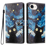 For iPhone 16e / iPhone 17e Case Pattern Printed PU Leather Flip Wallet Phone Cover with Wrist Strap