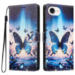 For iPhone 16e / iPhone 17e Case Pattern Printed PU Leather Flip Wallet Phone Cover with Wrist Strap