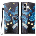 Til iPhone 17 / iPhone 18 etui mønstertryk PU-læder flip cover med håndledsrem