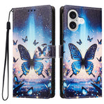 Til iPhone 17 / iPhone 18 etui mønstertryk PU-læder flip cover med håndledsrem