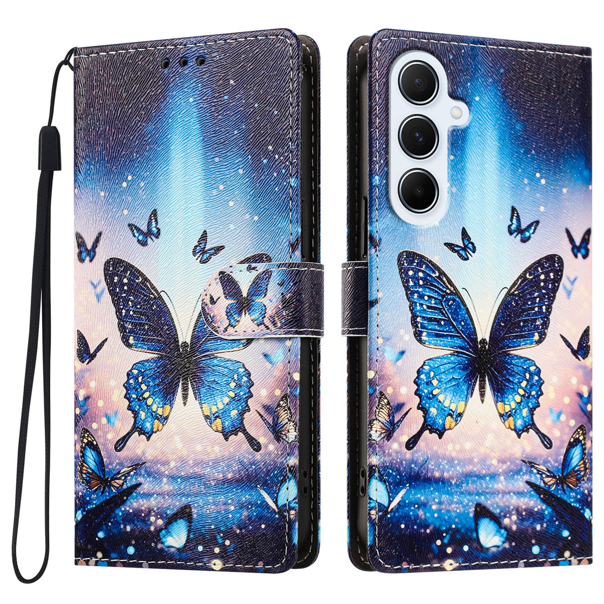 Samsung Galaxy A18 5G / A18 4G / A26 5G / M17 5G / F17 5G / A17 5G / A17 4G-skal, mönstertryckt PU-läder, flip-plånbok, mobilskal med handledsrem