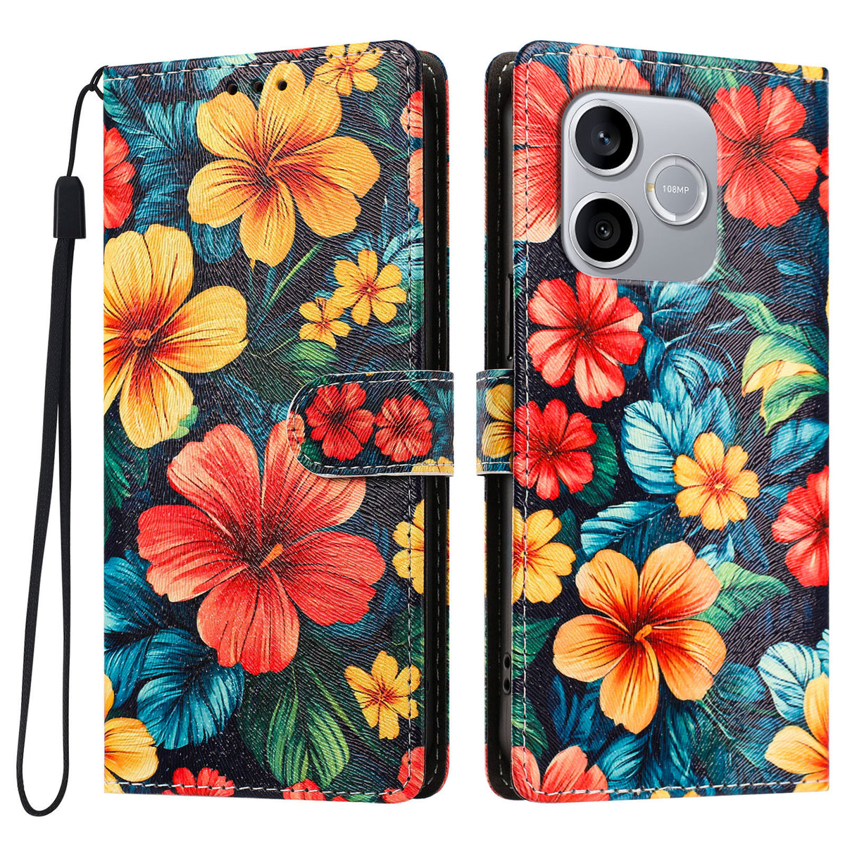 For Honor 600e 5G / Honor X80i 5G / Honor 600 Lite 5G Case Pattern Printed PU Leather Flip Wallet Phone Cover with Wrist Strap