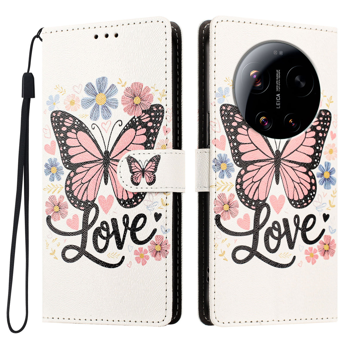 For Xiaomi 17 Ultra 5G Case Pattern Printed PU Leather Flip Wallet Phone Cover with Wrist Strap