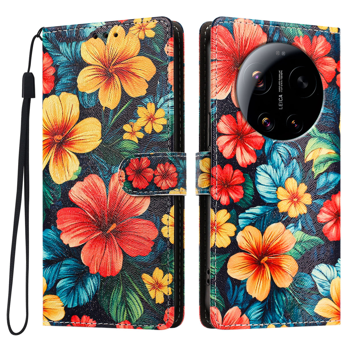 For Xiaomi 17 Ultra 5G Case Pattern Printed PU Leather Flip Wallet Phone Cover with Wrist Strap