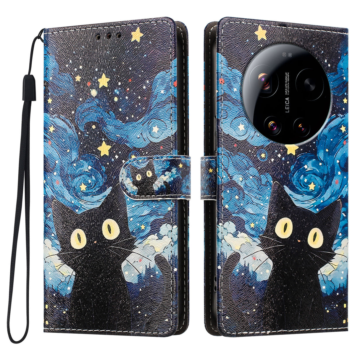 For Xiaomi 17 Ultra 5G Case Pattern Printed PU Leather Flip Wallet Phone Cover with Wrist Strap