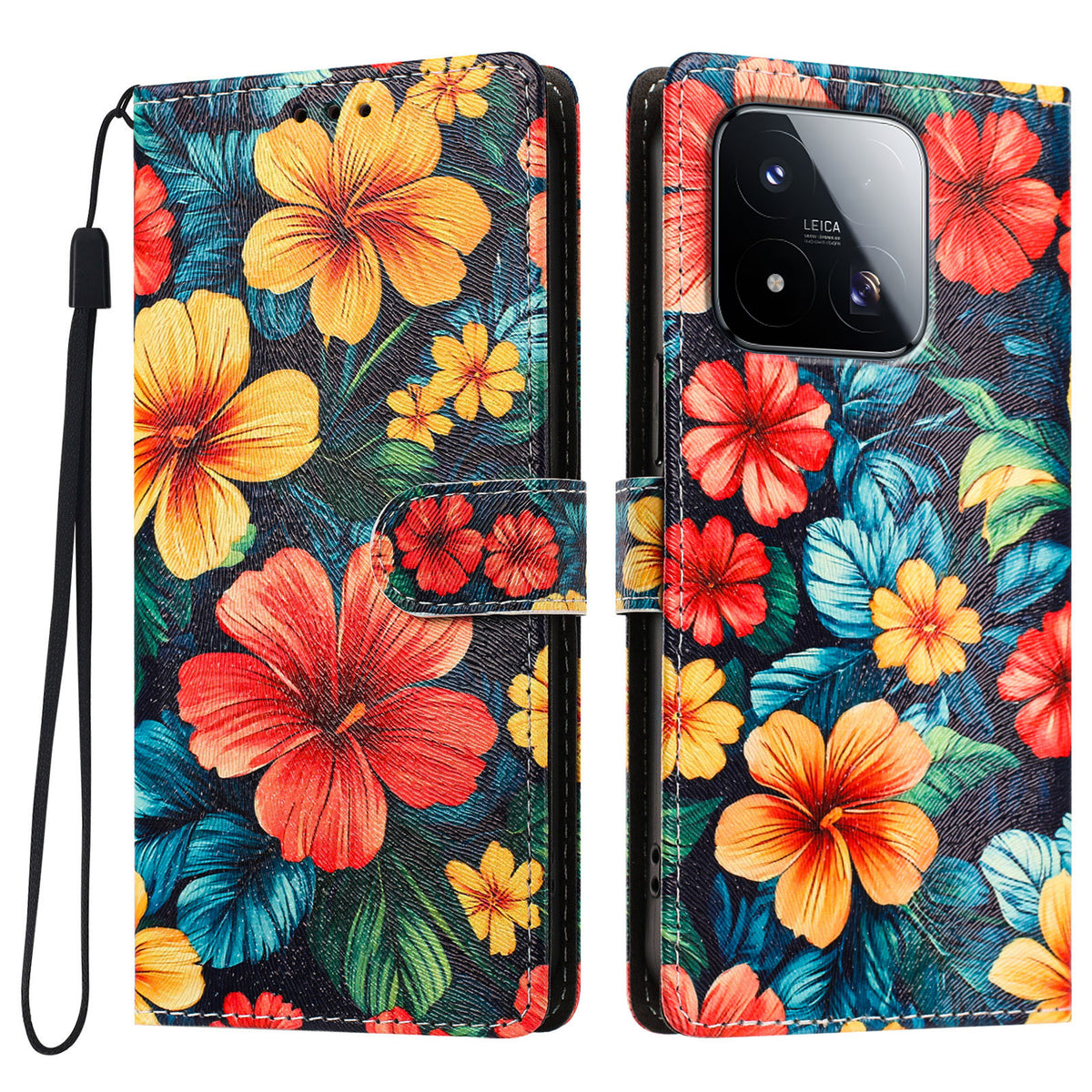 For Xiaomi 17 Max Case Pattern Printed PU Leather Flip Wallet Phone Cover with Wrist Strap