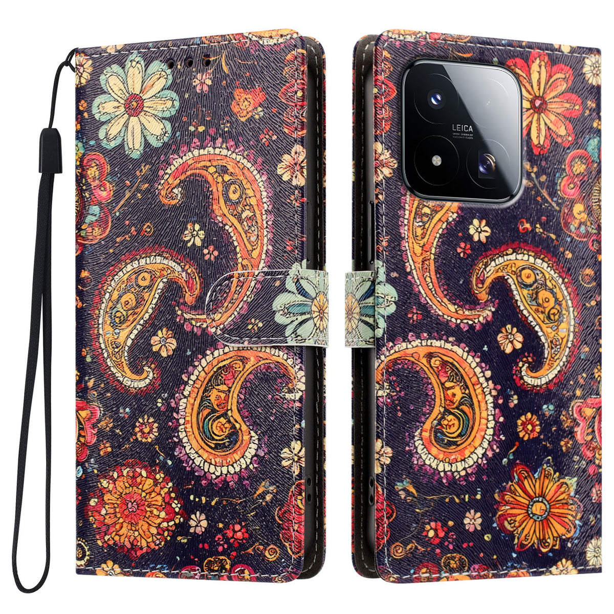For Xiaomi 17 Max Case Pattern Printed PU Leather Flip Wallet Phone Cover with Wrist Strap