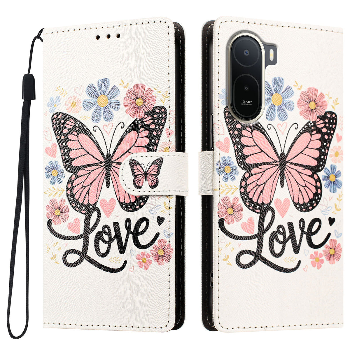 For Xiaomi Poco C85x 5G / Xiaomi Poco C81 Pro 4G / Xiaomi Redmi A7 Pro 4G (171.56mm) Case Pattern Printed PU Leather Flip Wallet Phone Cover with Wrist Strap