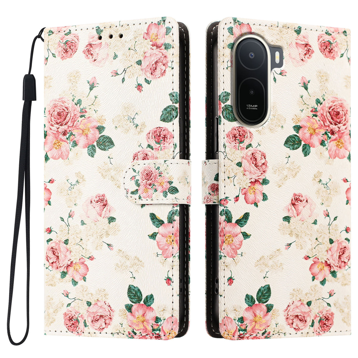 For Xiaomi Poco C85x 5G / Xiaomi Poco C81 Pro 4G / Xiaomi Redmi A7 Pro 4G (171.56mm) Case Pattern Printed PU Leather Flip Wallet Phone Cover with Wrist Strap