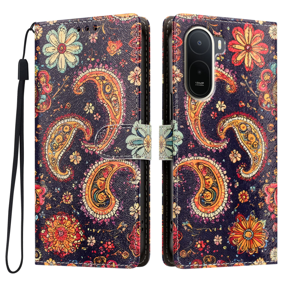 For Xiaomi Poco C85x 5G / Xiaomi Poco C81 Pro 4G / Xiaomi Redmi A7 Pro 4G (171.56mm) Case Pattern Printed PU Leather Flip Wallet Phone Cover with Wrist Strap