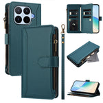 For Xiaomi 17T Leather Case 9 Card Slots Zipper Wallet Stand Phone Cover with Wrist Strap