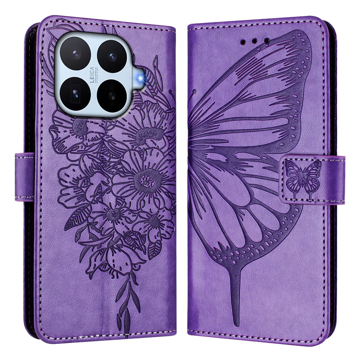For Xiaomi 17T Wallet Case with Wrist Strap Butterfly Imprint Leather Phone Cover