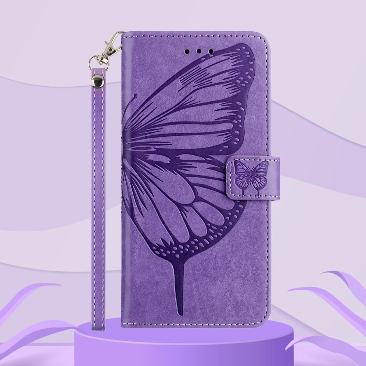 For Xiaomi 17T Wallet Case with Wrist Strap Butterfly Imprint Leather Phone Cover