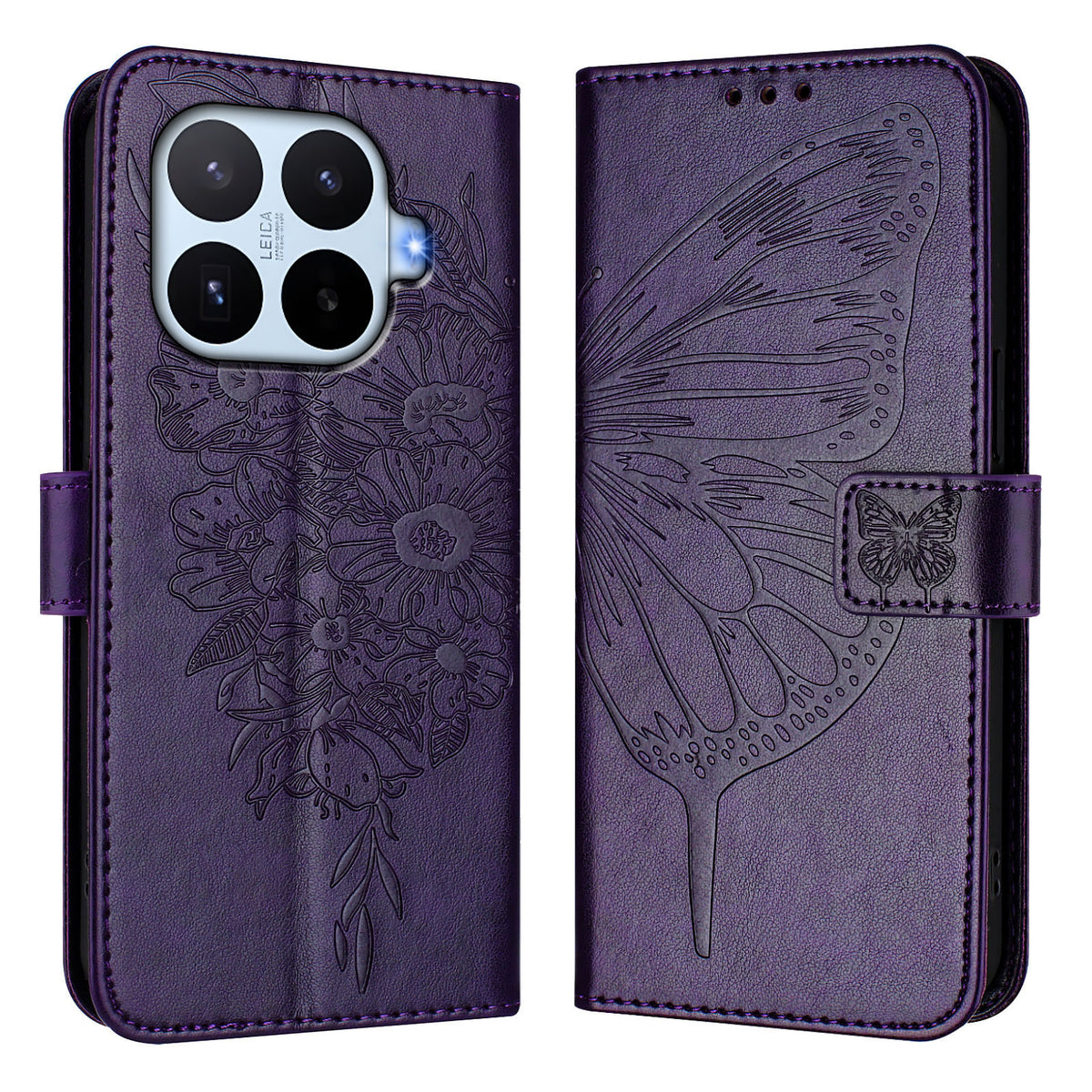 For Xiaomi 17T Wallet Case with Wrist Strap Butterfly Imprint Leather Phone Cover