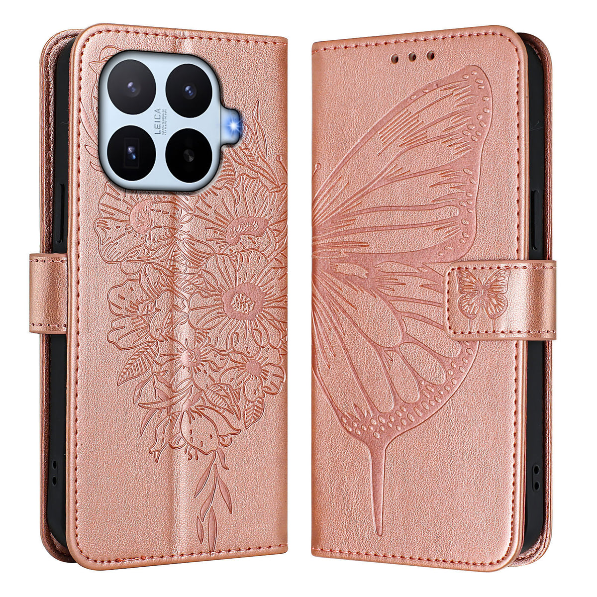 For Xiaomi 17T Wallet Case with Wrist Strap Butterfly Imprint Leather Phone Cover