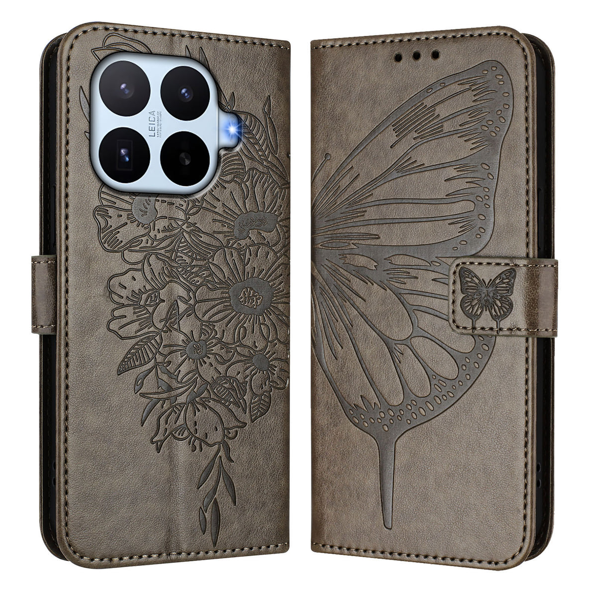 For Xiaomi 17T Wallet Case with Wrist Strap Butterfly Imprint Leather Phone Cover
