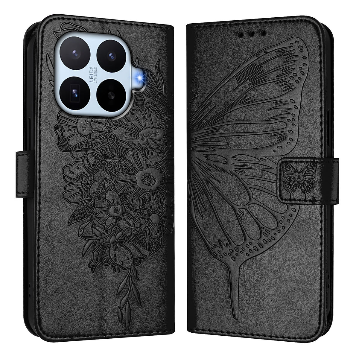 For Xiaomi 17T Wallet Case with Wrist Strap Butterfly Imprint Leather Phone Cover