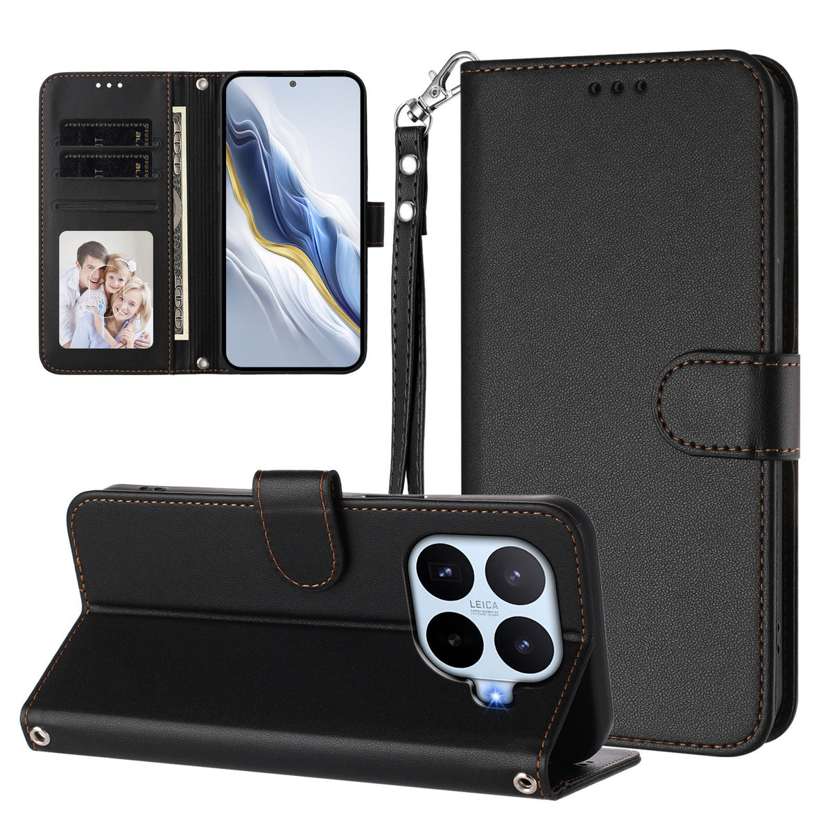 For Xiaomi 17T Leather Case Wallet Stand Phone Cover with Wrist Strap