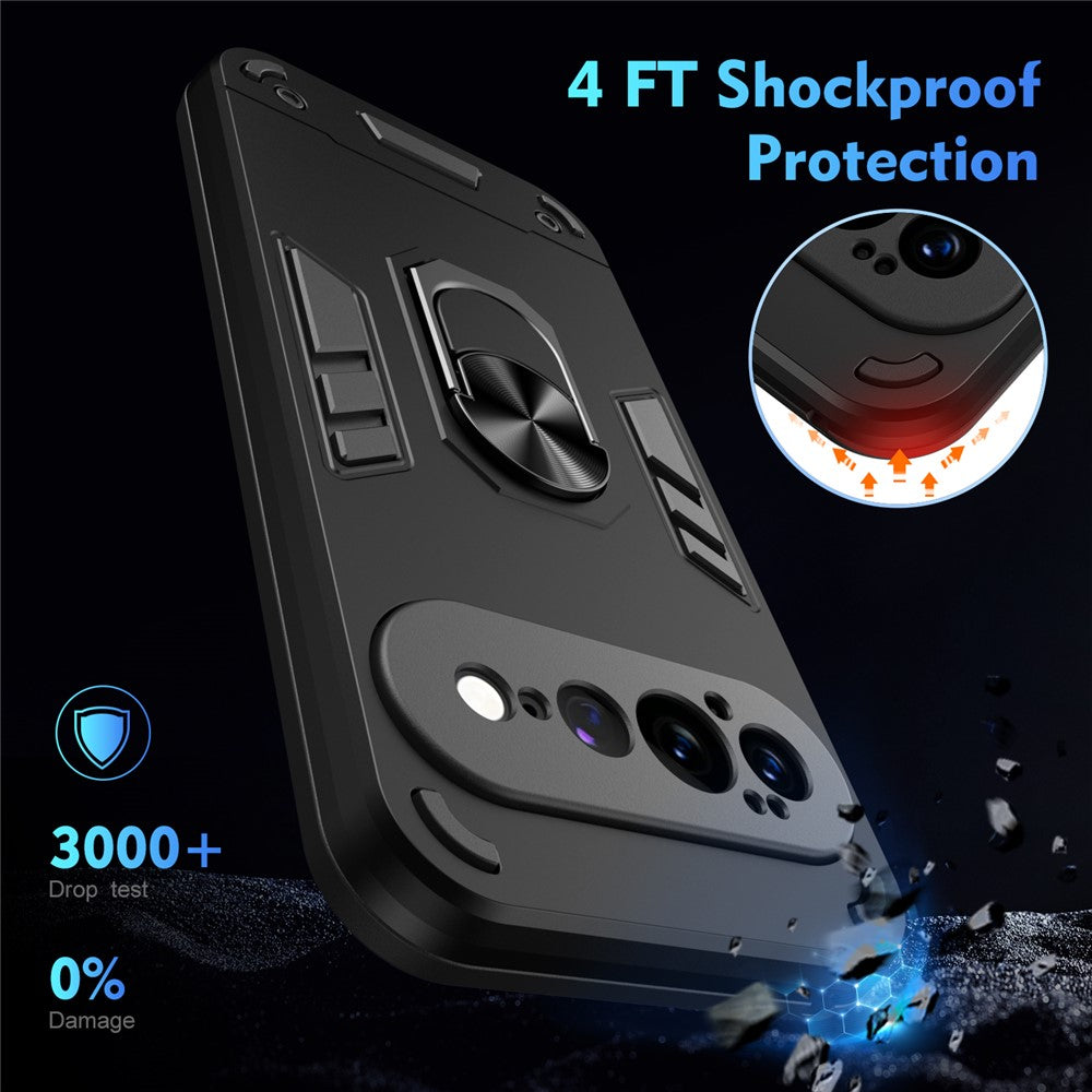 For Google Pixel 11 Pro XL Case PC + TPU Drop Defend Phone Cover with Ring Kickstand