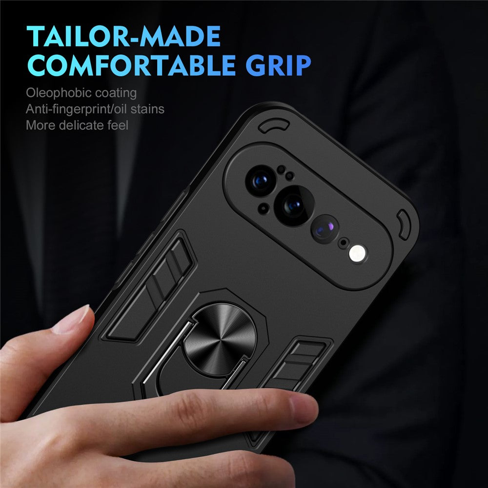For Google Pixel 11 Pro XL Case PC + TPU Drop Defend Phone Cover with Ring Kickstand