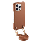For iPhone 16 Pro Litchi Pattern Case with Lanyard Shockproof PC PU Leather Cover