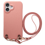 Litchimönsterfodral med snodd för iPhone 16, stötsäkert PC PU-läderfodral