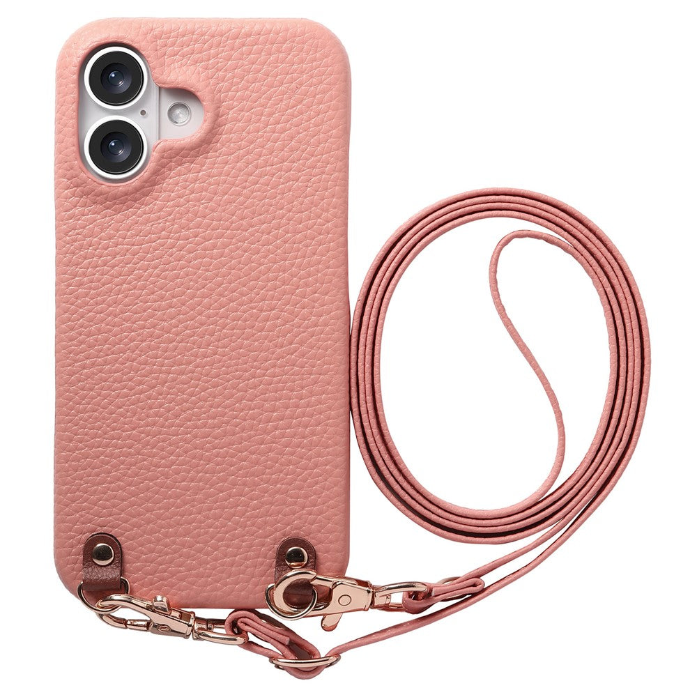 Litchimönsterfodral med snodd för iPhone 16, stötsäkert PC PU-läderfodral