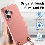 Litchimönsterfodral med snodd för iPhone 16, stötsäkert PC PU-läderfodral
