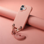 Litchimönsterfodral med snodd för iPhone 16, stötsäkert PC PU-läderfodral