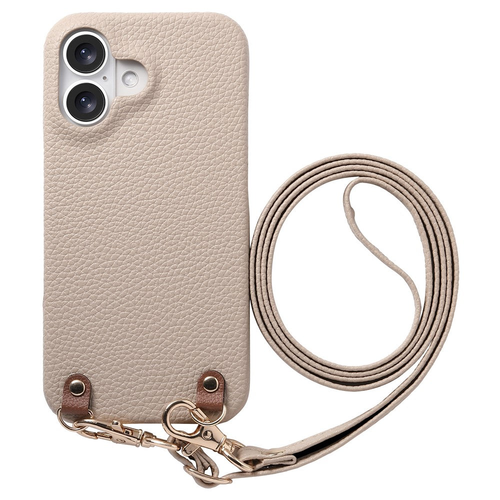 Litchimönsterfodral med snodd för iPhone 16, stötsäkert PC PU-läderfodral