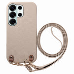 For Samsung Galaxy S26 Ultra Litchi Pattern Case with Lanyard Shockproof PC PU Leather Cover