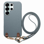For Samsung Galaxy S26 Ultra Litchi Pattern Case with Lanyard Shockproof PC PU Leather Cover