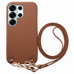 For Samsung Galaxy S26 Ultra Litchi Pattern Case with Lanyard Shockproof PC PU Leather Cover