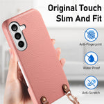 Til Samsung Galaxy A18 5G / A18 4G / A17 5G / A17 4G Litchi-mønster etui med snor Stødabsorberende PC PU læder cover