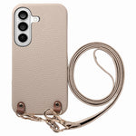 Til Samsung Galaxy A16 5G / A16 4G Litchi-mønster cover med snor Stødsikkert PC PU læder cover