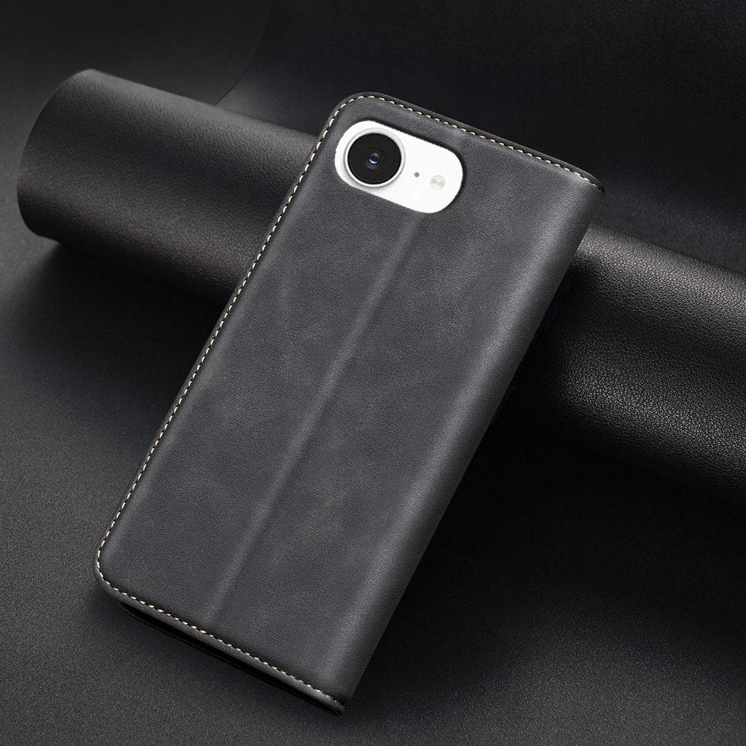 BINFEN COLOR til iPhone 16e / iPhone 17e RFID-blokerende PU-læderetui med kalvetekstur til telefon